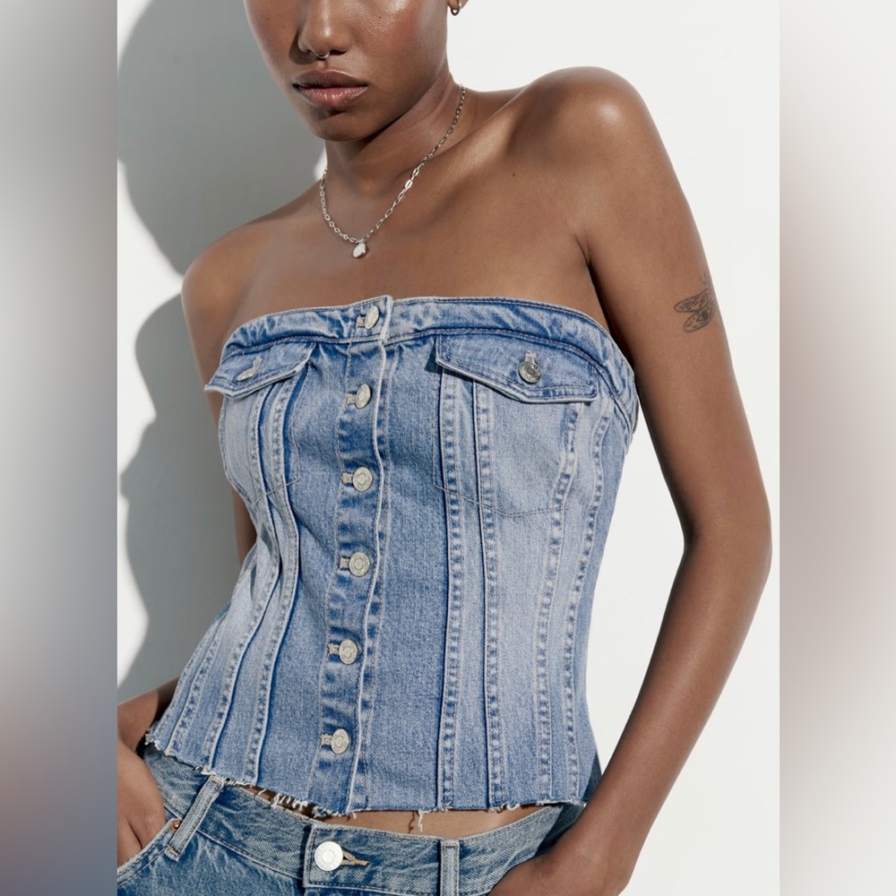 Zara corset style denim top